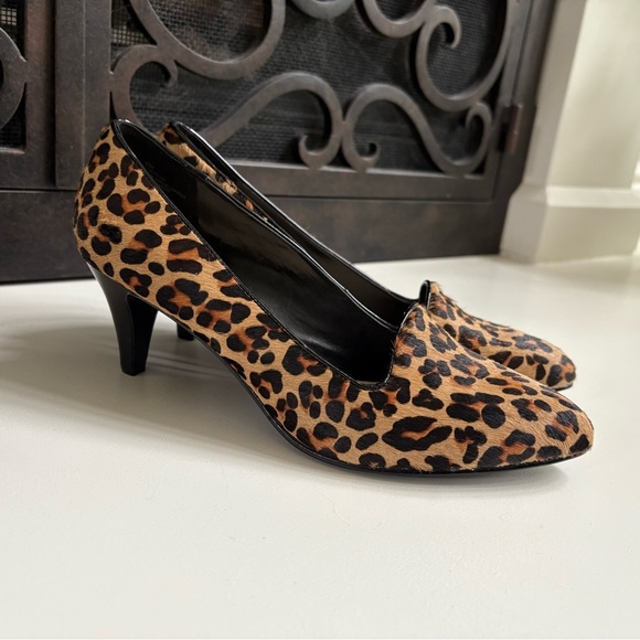 Nine West Dancewitito Leopard Print Leather Calf Hair Pumps Size 9 - Picture 1 of 11